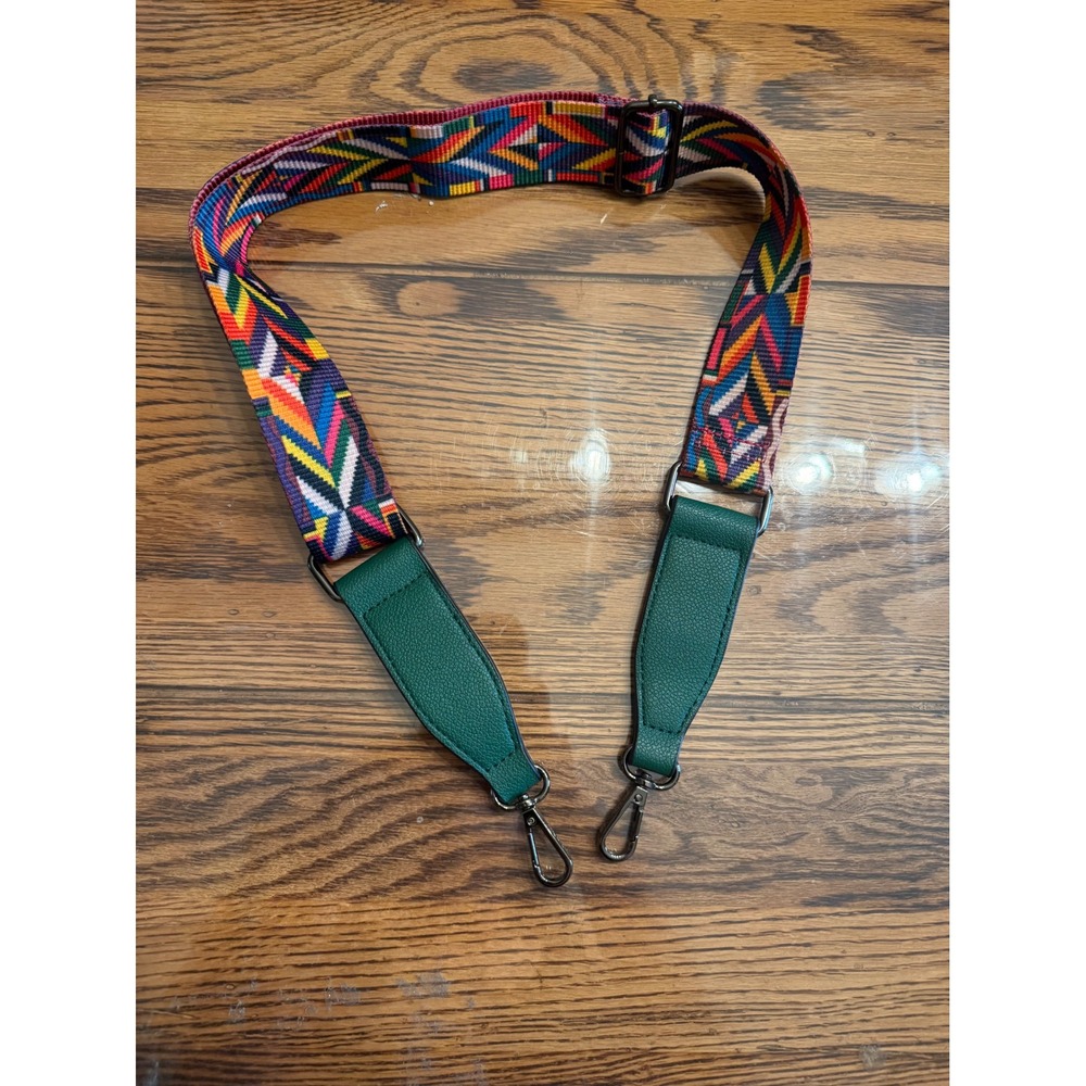 Mersi Purse Strap Women OS Green Multicolor Geometric Chevron Guitar Style Strap